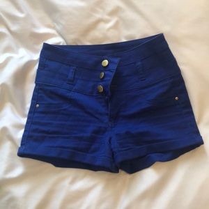 High waisted blue shorts